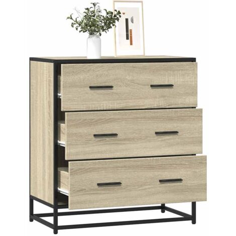 Buffet-Meuble de rangement chêne sonoma 68x35x76 cm bois d'ingénierie et métal 990085 (1/5)