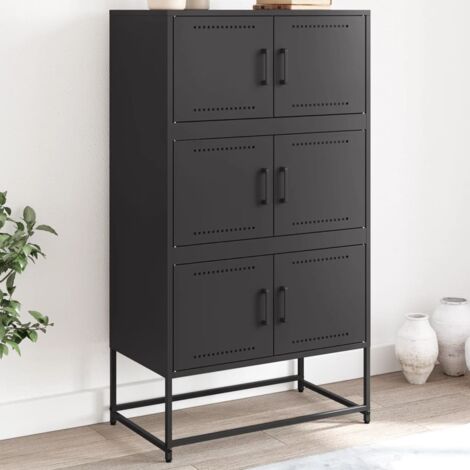 Buffet-Meuble de rangement noir 68,5x38,5x123,5 cm acier 727230 (1/5)