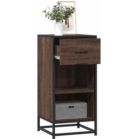 Buffet-Meuble de rangement chêne marron 35,5x35x76 cm bois d'ingénierie et métal 178322 (1/5)