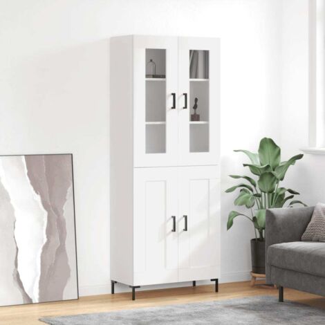 Buffet haut-Armoire de rangement Blanc 69,5x34x180 cm Bois d'ingénierie 817759 (1/5)