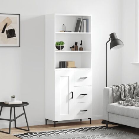 Buffet haut-Armoire de rangement Blanc 69,5x34x180 cm Bois d'ingénierie 684422 (1/5)
