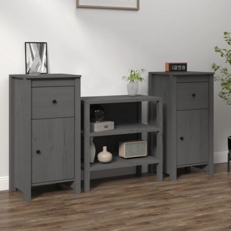 Buffets 2 pcs-Lot de 2 Meuble de rangement gris 40x35x80 cm bois massif de pin 283219 (1/5)