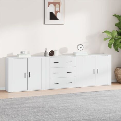 Buffets 3 pcs-Lot de 3 Meuble de rangement Blanc Bois d'ingénierie 973018 (1/5)