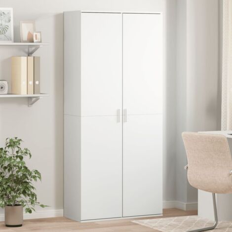 Buffet haut-Armoire de rangement blanc 80x35x180 cm bois d'ingénierie 495698 (1/5)