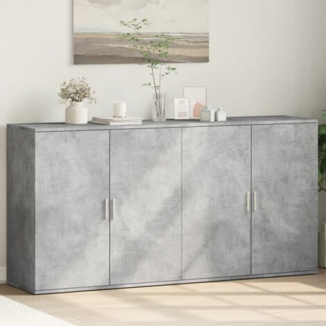Buffets 2 pcs-Lot de 2 Meuble de rangement gris béton 79x38x80 cm bois d'ingénierie 672505 (1/5)