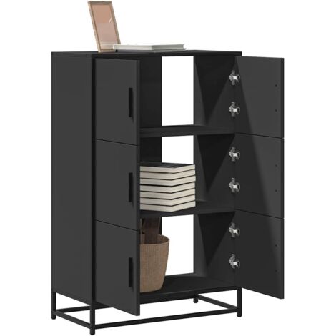 Buffet haut-Armoire de rangement noir 68x35x106,5 cm bois d'ingénierie et métal 869434 (1/5)
