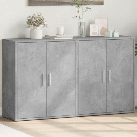 Buffets 2 pcs-Lot de 2 Meuble de rangement gris béton 60x31x70 cm bois d'ingénierie 175191 (1/5)