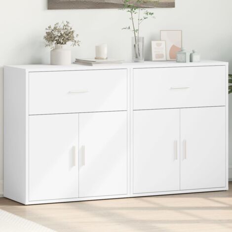 Buffets 2 pcs-Lot de 2 Meuble de rangement blanc 60x31x70 cm bois d'ingénierie 780323 (1/5)