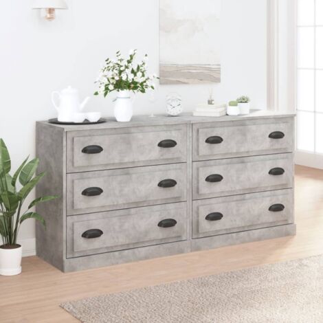 Buffets 2 pcs-Lot de 2 Meuble de rangement gris béton bois d'ingénierie 944491 (1/5)