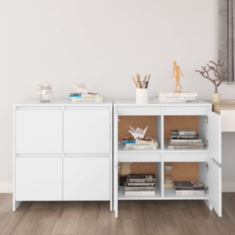 Buffets 2 pcs-Lot de 2 Meuble de rangement Blanc 70x41x75 cm Bois d'ingénierie 102811 (1/5)