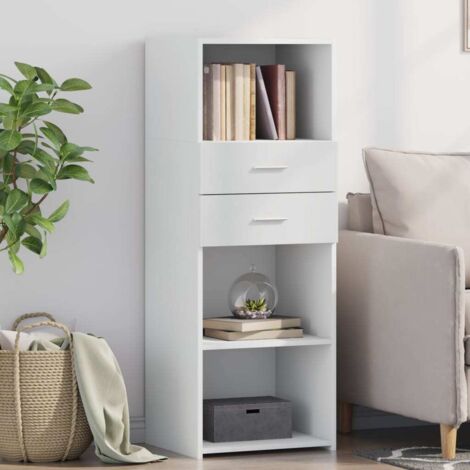 Buffet haut-Armoire de rangement blanc 45x42,5x124 cm bois d'ingénierie 278032 (1/5)