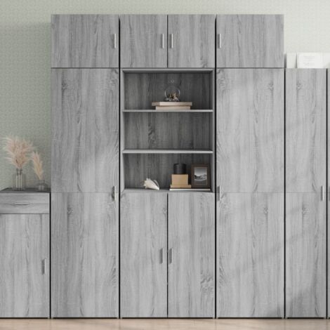 Buffet haut-Armoire de rangement sonoma gris 70x42,5x185 cm bois d'ingénierie 376710 (1/5)