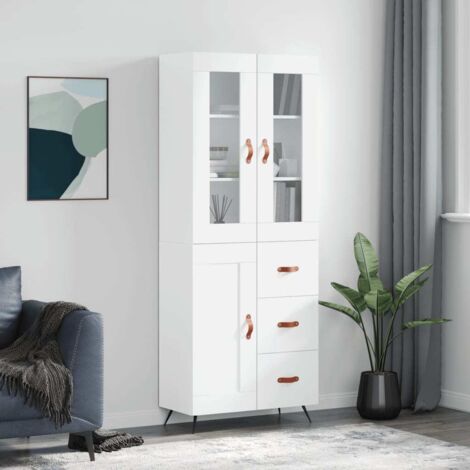 Buffet haut-Armoire de rangement Blanc 69,5x34x180 cm Bois d'ingénierie 733372 (1/5)