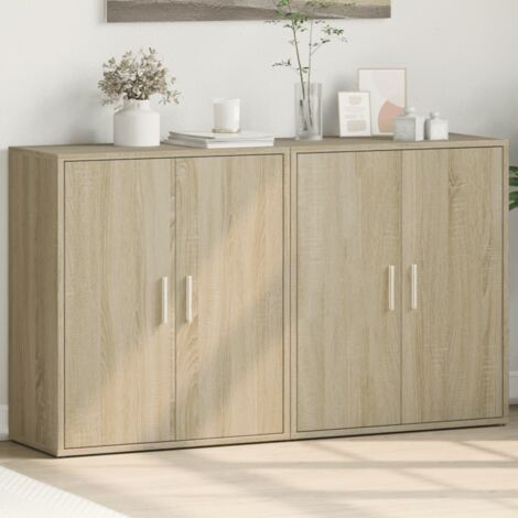 Buffets 2 pcs-Lot de 2 Meuble de rangement chêne sonoma 60x31x70 cm bois d'ingénierie 863542 (1/5)