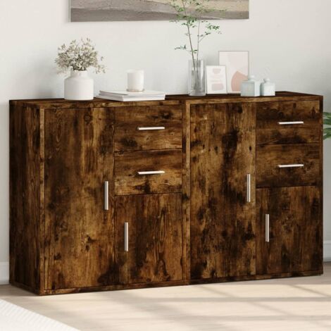 Buffets 2 pcs-Lot de 2 Meuble de rangement chêne fumé 60x31x70 cm bois d'ingénierie 978757 (1/5)