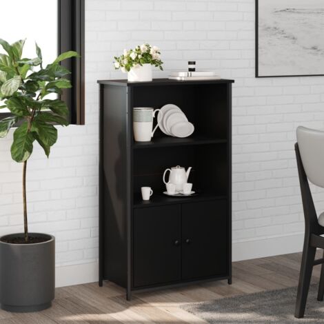 Buffet haut-Armoire de rangement noir 62x32x103,5 cm bois d'ingénierie 946362 (1/5)