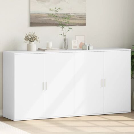 Buffets 2 pcs-Lot de 2 Meuble de rangement blanc 79x38x80 cm bois d’ingénierie 615313 (1/5)
