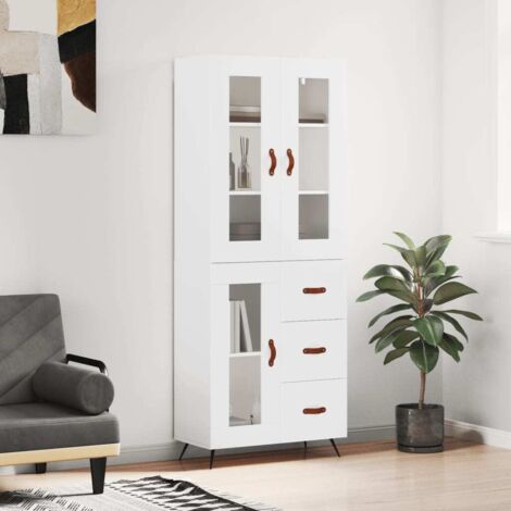 Buffet haut-Armoire de rangement Blanc 69,5x34x180 cm Bois d'ingénierie 917812 (1/5)