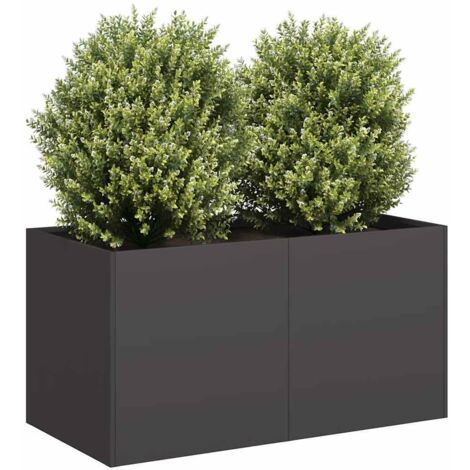 Jardinière-Pot de fleur noir 80x40x40 cm acier laminé à froid (1/5)
