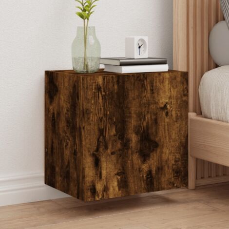 Meuble TV mural-Banc TV-Meuble Télé chêne fumé 40,5x30x40 cm bois d'ingénierie 146238 (1/5)