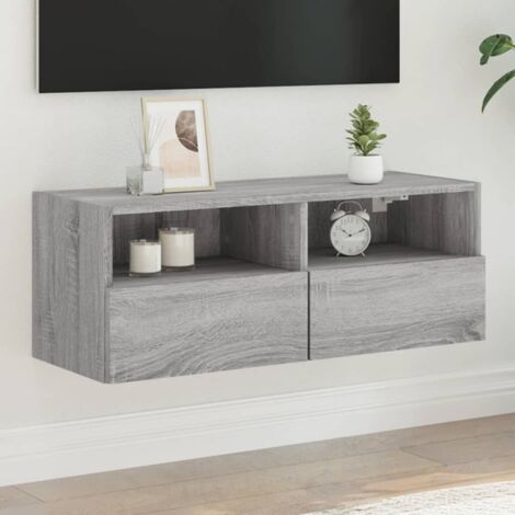 Meuble TV mural-Banc TV-Meuble Télé sonoma gris 80x30x30 cm bois d'ingénierie 184739