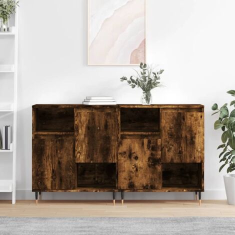 Buffets 2 pcs-Lot de 2 Meuble de rangement chêne fumé bois d'ingénierie 678362 (1/5)