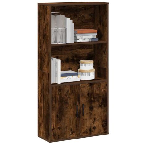 Bibliothèque-Étagère de Rangement chêne fumé 60x24x120 cm bois d'ingénierie 921755 (1/5)