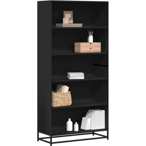 Bibliothèque-Étagère de Rangement noir 80,5x35x170,5 cm bois d'ingénierie 559527 (1/5)