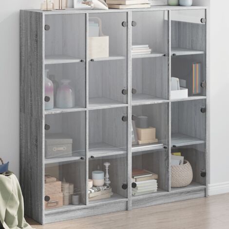 Bibliothèque avec portes-Étagère de Rangement sonoma gris 136x37x142 cm 437264 (1/5)