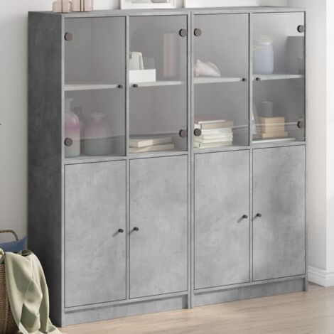 Bibliothèque avec portes-Étagère de Rangement gris béton 136x37x142 cm 873924 (1/5)