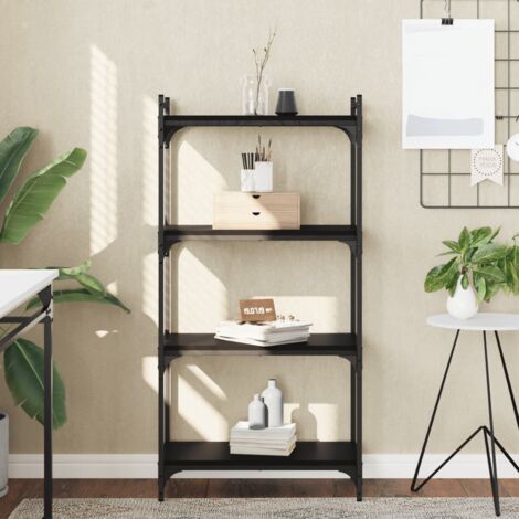 Bibliothèque à 4 niveaux-Étagère de Rangement noir 60x30x120 cm bois d'ingénierie 756727 (1/5)