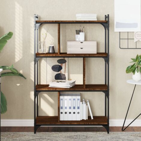 Bibliothèque 4 niveaux-Étagère de Rangement chêne brun 76x32x123cm bois d'ingénierie 213286 (1/5)