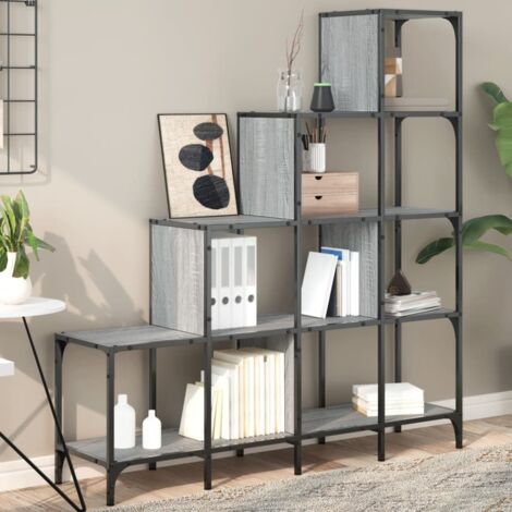Bibliothèque-Étagère de Rangement sonoma gris 122x30x132 cm bois ingénierie et métal 431469 (1/5)