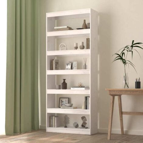 Bibliothèque de pièce-Étagère de Rangement Blanc 80x30x199,5cm Pin massif 874858 (1/5)
