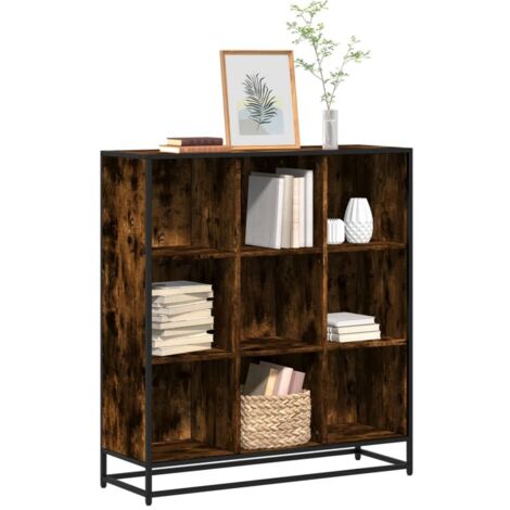 Bibliothèque-Étagère de Rangement chêne fumé 97,5x33x107,5cm bois d'ingénierie métal 783634 (1/5)