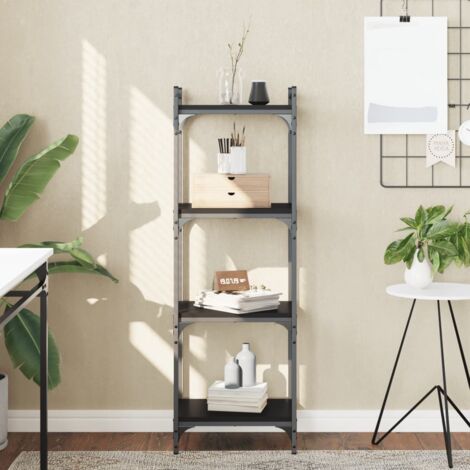 Bibliothèque à 4 niveaux-Étagère de Rangement noir 40x30x120 cm bois d'ingénierie 407097 (1/5)