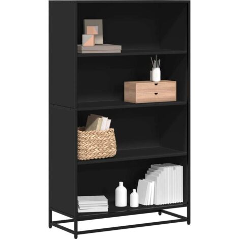Bibliothèque-Étagère de Rangement noir 80,5x35x139 cm bois d'ingénierie 444628 (1/5)