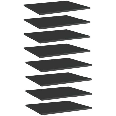 Panneaux de bibliothèque 8 pcs-Étagère murale noir brillant bois d’ingénierie 726394 (1/5)
