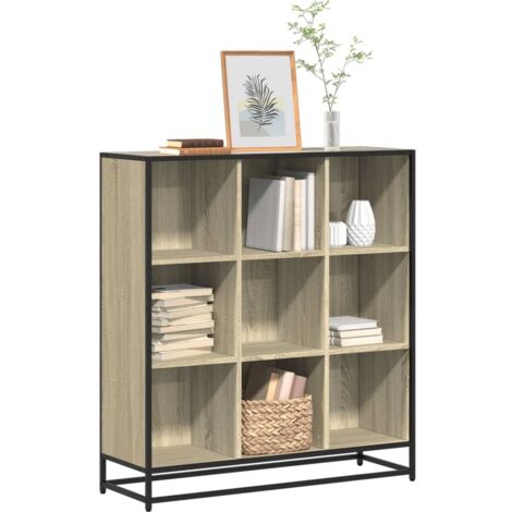 Bibliothèque-Étagère de Rangement chêne sonoma 97,5x33x107,5cm bois ingénierie métal 836756 (1/5)