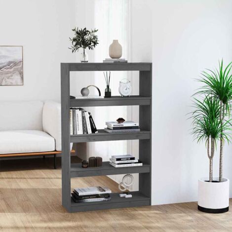 Bibliothèque de pièce-Étagère de Rangement Gris 80x30x135,5 cm Pin massif 791482 (1/5)