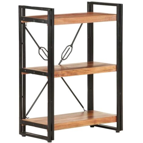 Bibliothèque à 3 niveaux-Étagère de Rangement 60x30x80 cm Bois d'acacia massif 899616 (1/5)