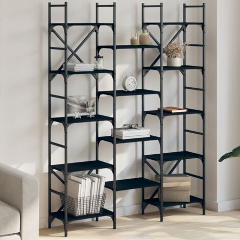 Bibliothèque-Étagère de Rangement noir 127,5x28,5x172,5 cm bois d'ingénierie 346310 (1/5)
