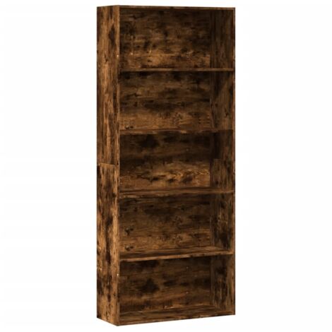 Bibliothèque-Étagère de Rangement chêne fumé 80x30x189 cm bois d'ingénierie 397713 (1/5)