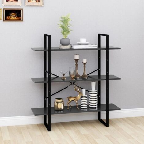 Bibliothèque-Étagère de Rangement gris 100x30x105 cm bois d’ingénierie 112223 (1/5)