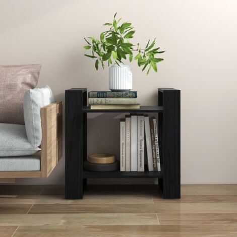 Bibliothèque de pièce-Étagère de Rangement Noir 60x35x57 cm Pin massif 415412 (1/5)