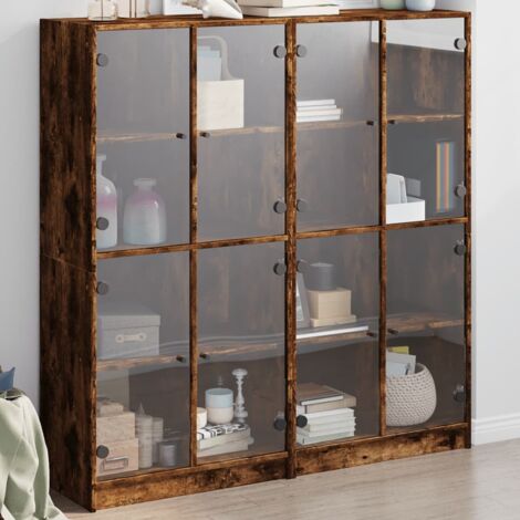 Bibliothèque avec portes-Étagère de Rangement chêne fumé 136x37x142 cm 638306 (1/5)
