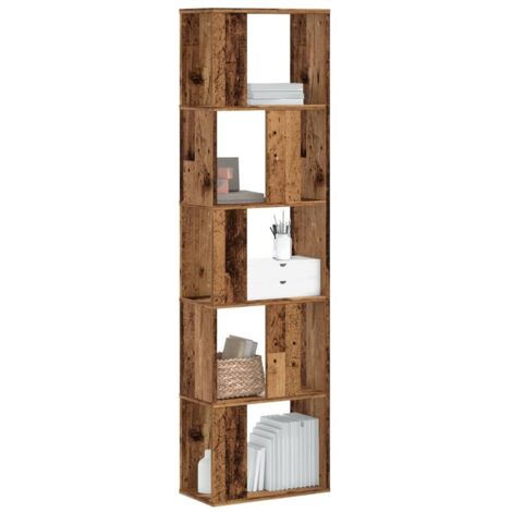 Bibliothèque 5 niveaux-Étagère de Rangement vieux bois bois d'ingénierie 822527 (1/5)