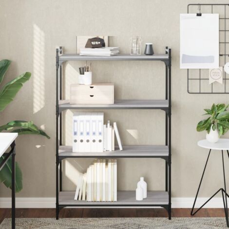 Bibliothèque à 4 niveaux-Étagère de Rangement sonoma gris 80x30x120 cm 102279 (1/5)