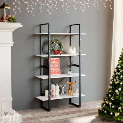 Bibliothèque à 4 niveaux-Étagère de Rangement Blanc 80x30x140 cm bois d'ingénierie 586460 (1/5)