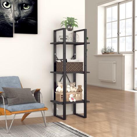 Bibliothèque à 3 niveaux-Étagère de Rangement gris 40x30x105 cm bois d'ingénierie 492304 (1/5)